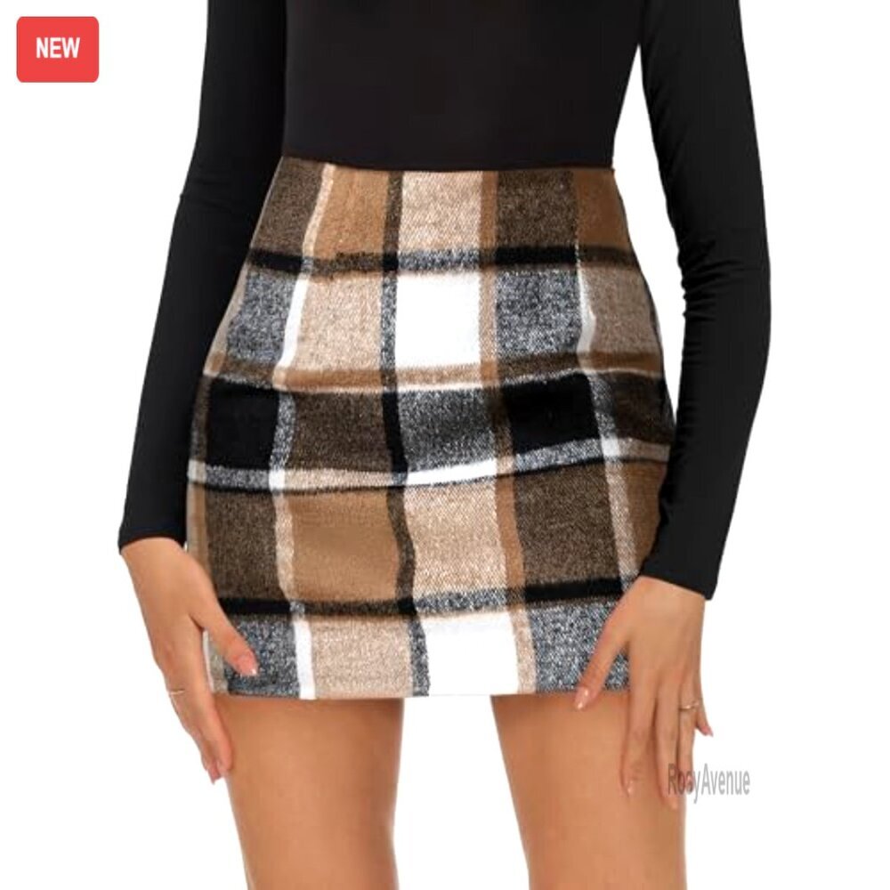 High Waist Bodycon Pencil Skirt, Polyester Stretchy Mini, Elastic Waist - Picture 2 of 7